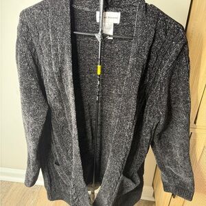 Alfred Dunner Charcoal Open-Front Cardigan